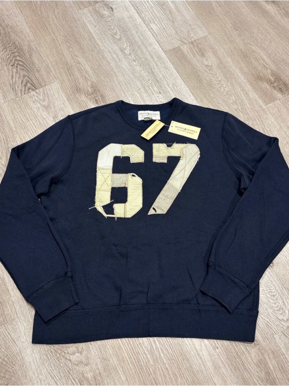 Rare Vintage DENIM & SUPPLY Ralph Lauren #67 Patchwork Sweatshirt 2000s Polo XL